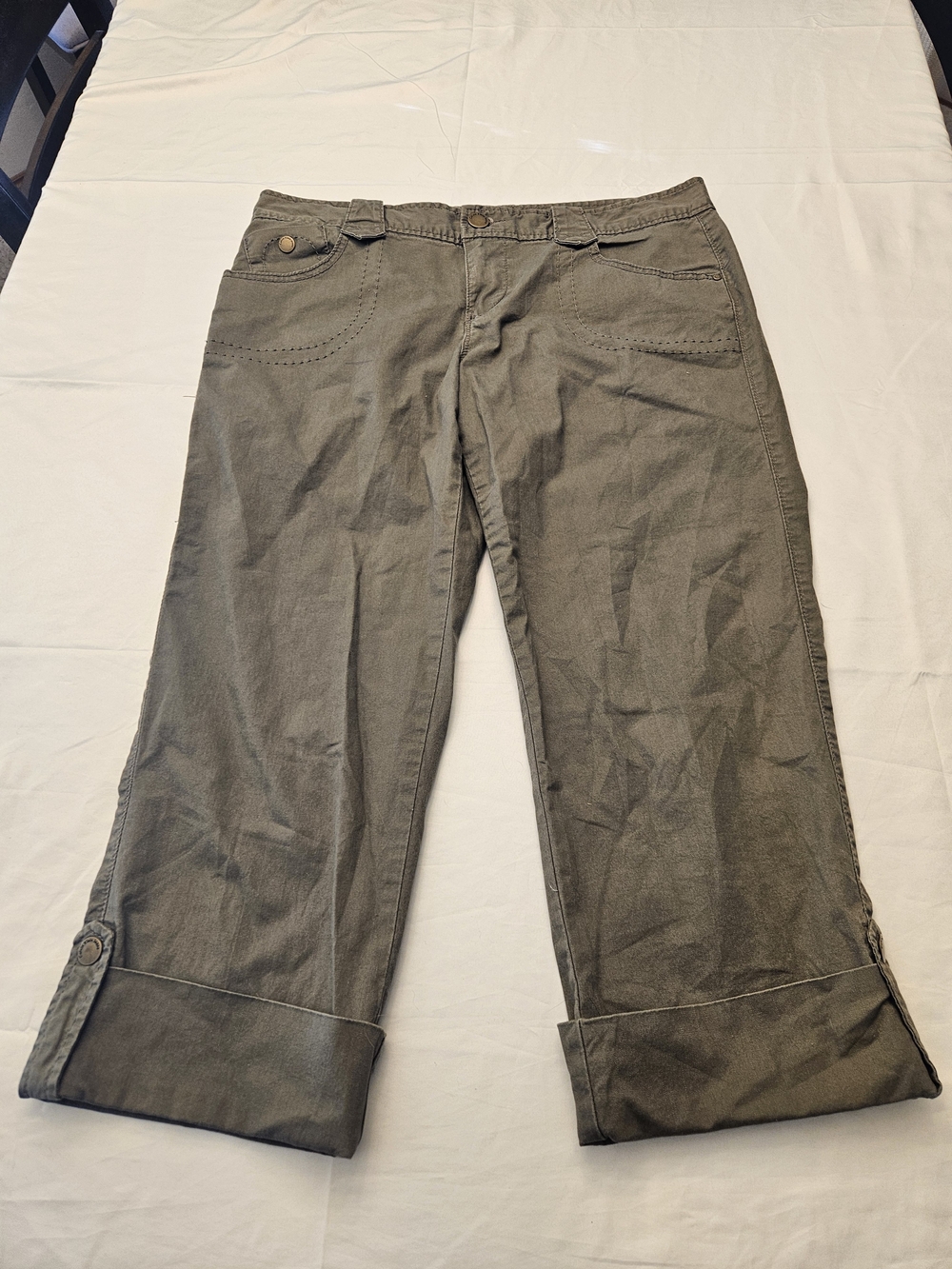 Calvin Klein Olive Cropped Wide-Leg Women's Pants